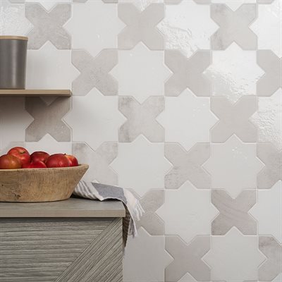 MALTA STAR WHITE 6" POLISHED AND CROSS WHITE 6" MATTE