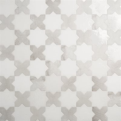 MALTA STAR WHITE 6" POLISHED AND CROSS WHITE 6" MATTE
