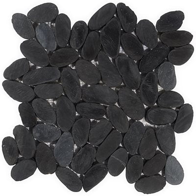 PEBBLESTONE ALOR BLACK SLICED FLAT OVAL NATURAL STONE