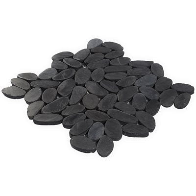 PEBBLESTONE ALOR BLACK SLICED FLAT OVAL NATURAL STONE