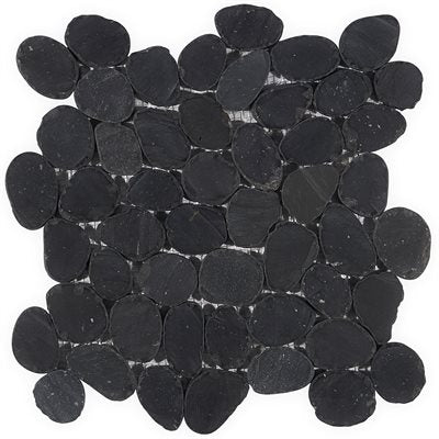 PEBBLESTONE ALOR BLACK SLICED ROUND NATURAL STONE
