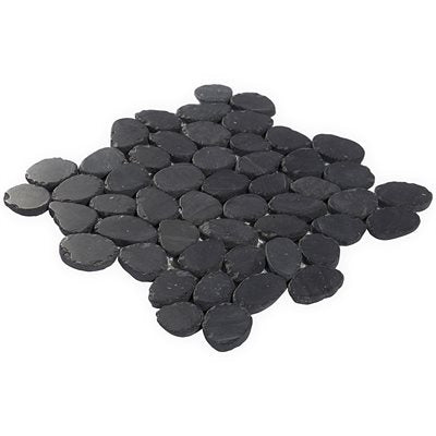 PEBBLESTONE ALOR BLACK SLICED ROUND NATURAL STONE