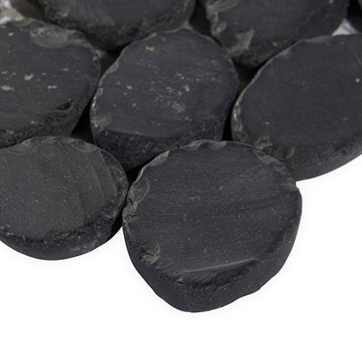 PEBBLESTONE ALOR BLACK SLICED ROUND NATURAL STONE