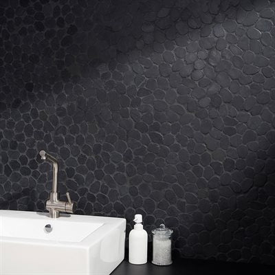 PEBBLESTONE ALOR BLACK SLICED ROUND NATURAL STONE