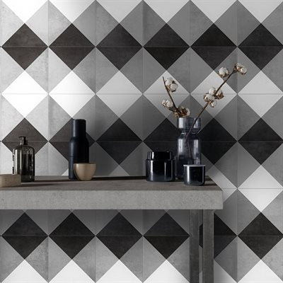 GEOPRISM CEMENT DECO GRAY 8X8 BY ELIZABETH SUTTON