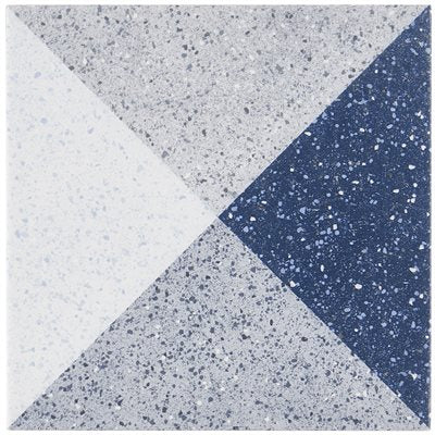 GEOPRISM TERRAZZO DECO NAVY 8X8 BY ELIZABETH SUTTON
