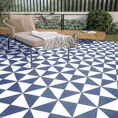 GEOPRISM TERRAZZO DOS NAVY 8X8 BY ELIZABETH SUTTON
