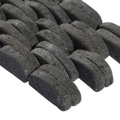 PEBBLESTONE BLACK LAVA STACKED SLICED NATURAL STONE | DM Cape Tile