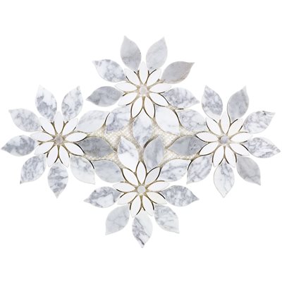 MJ RAIN FLOWER - WHITE CARRARA, WHITE THASSOS WITH WHITE CARRARA DOT