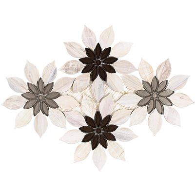 MJ RAIN FLOWER - WOODEN BEIGE, TAUPE & BEIGE GLASS | DM Cape Tile