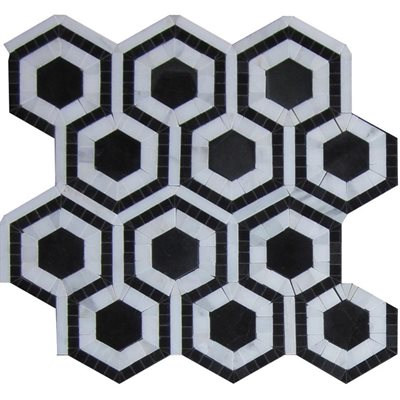 EVO HEX NERO & ASIAN STATUARY | DM Cape Tile