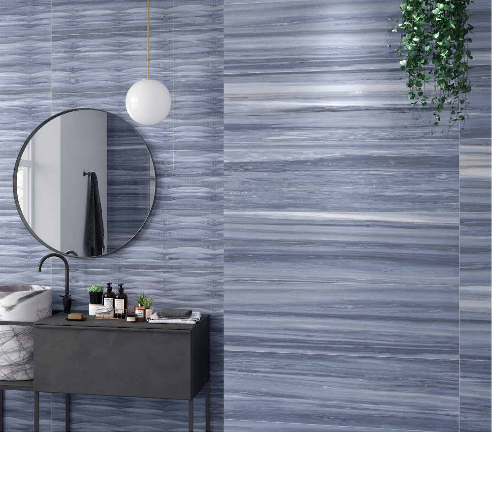 Kendo 12"x40" Blue Ceramic Glossy Tile