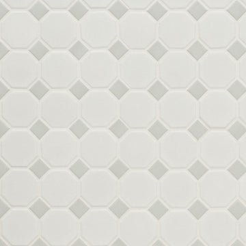 White and Gray Matte Octagon 6mm