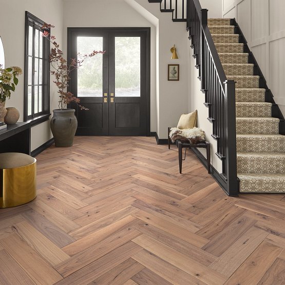 Revival Walnut Herringbone Hardwood Floor Tiles