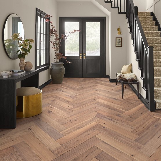 Revival Walnut Herringbone Hardwood Floor Tiles