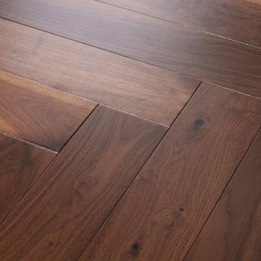 Revival Walnut Herringbone Hardwood Floor Tiles