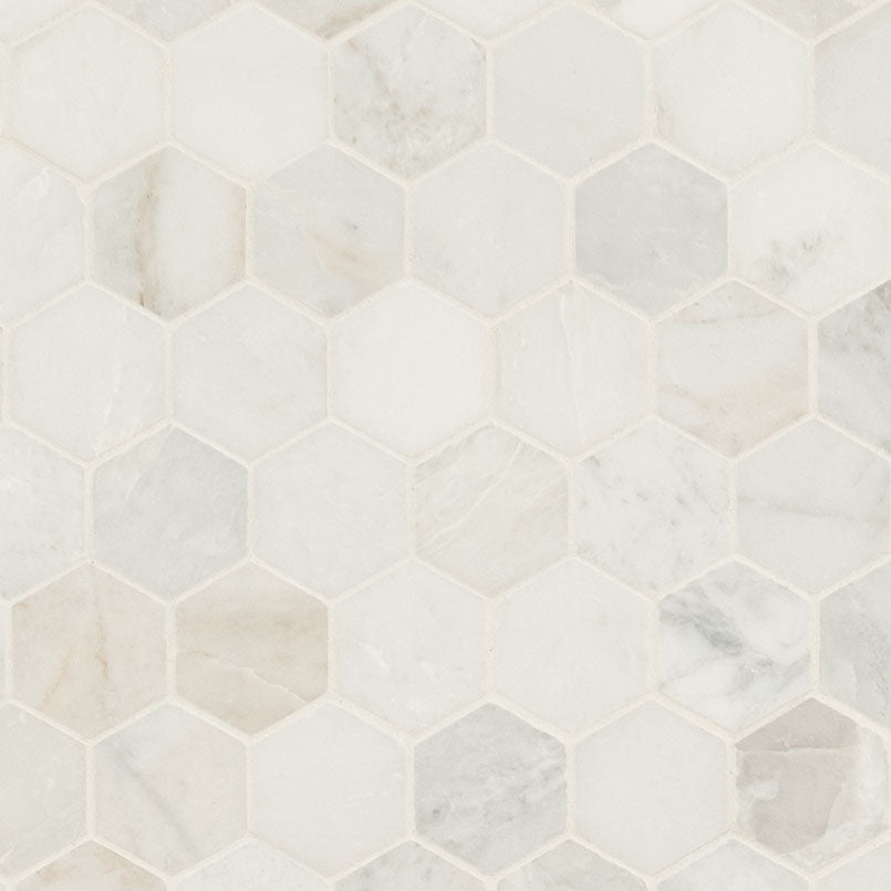 Arabescato Venato White 2" Hex Hon