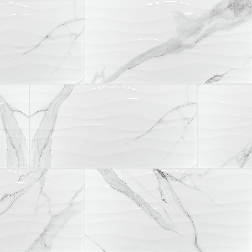 DYMO STATUARY WAVY WHITE 12X24 GLOSSY