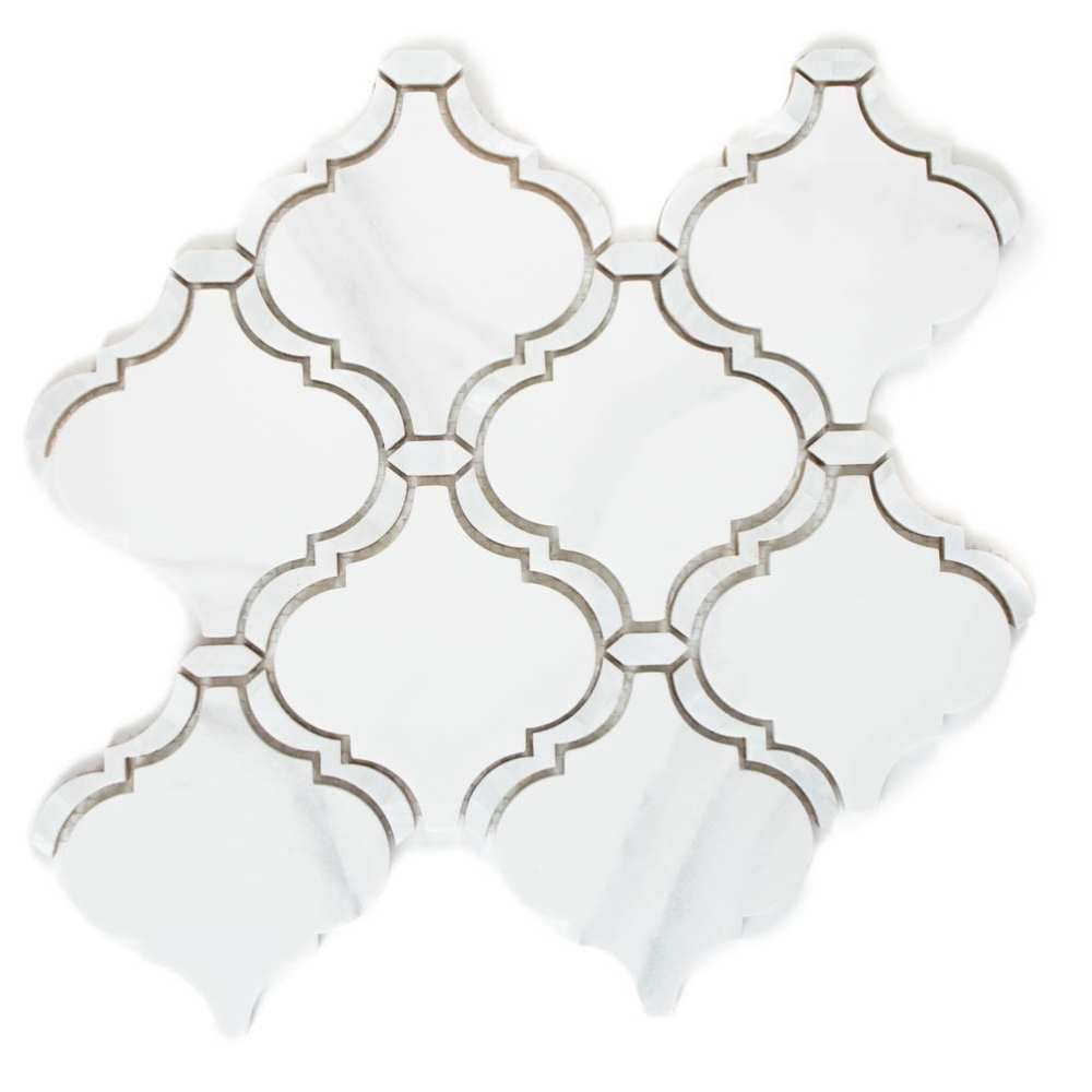 Akoya Pearl 5"x4.5" White Glass Glossy Mosaic