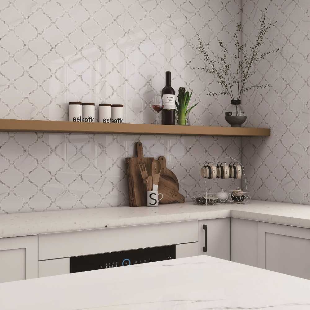 Akoya Pearl 5"x4.5" White Glass Glossy Mosaic