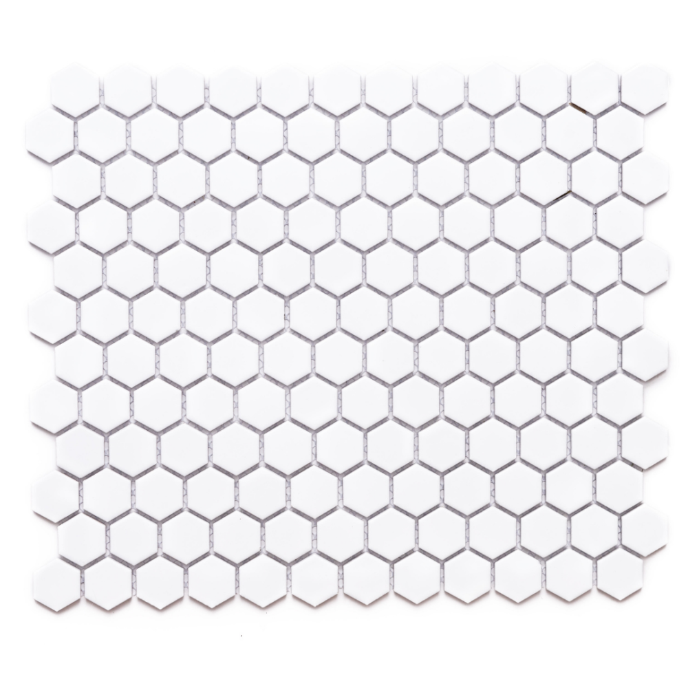 Simply Mosaic Hexagon 1"x1" White Porcelain Matte Mosaic