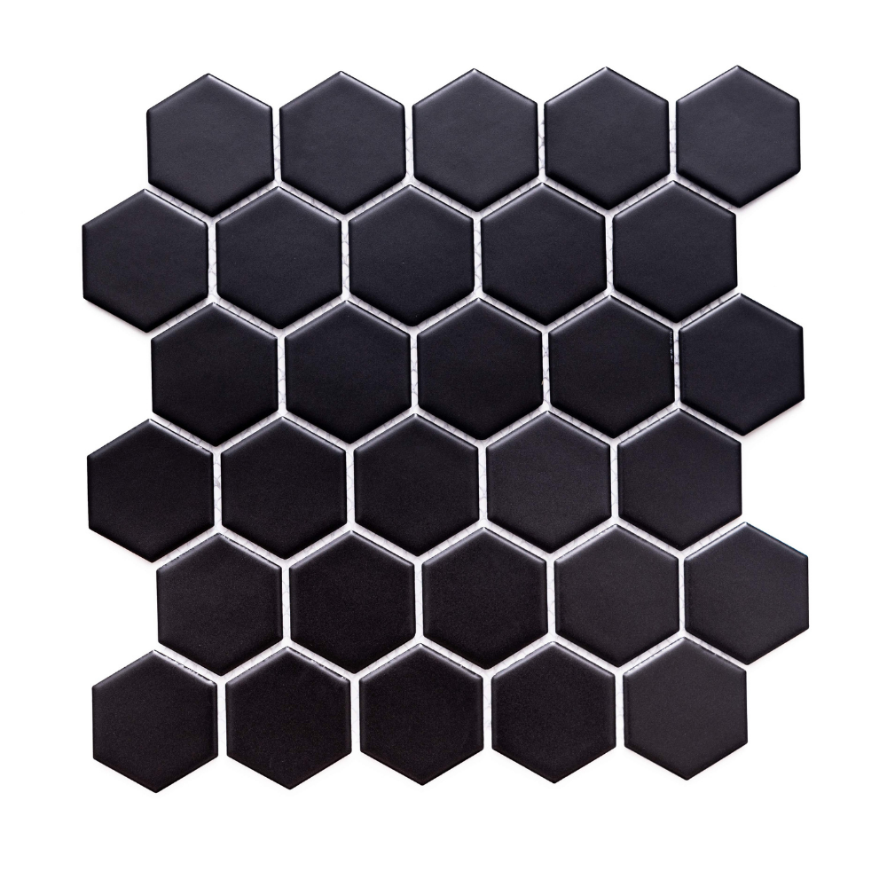 Simply Mosaic Hexagon 2"x2" Black Porcelain Matte Mosaic