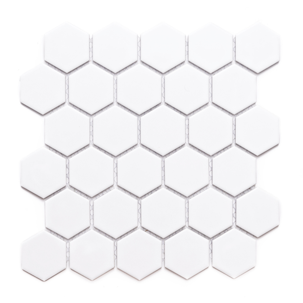 Simply Mosaic Hexagon 2"x2" White Porcelain Matte Mosaic