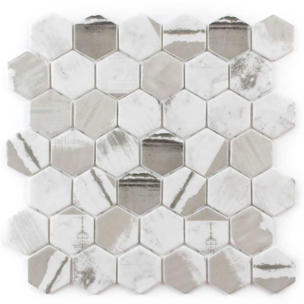 Timeless Hex XL 2"x2" Alaia Recycled Glass Matte Mosaic