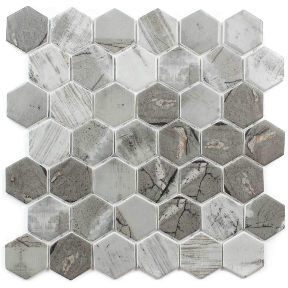 Timeless Hex XL 2"x2" Denver Recycled Glass Matte Mosaic