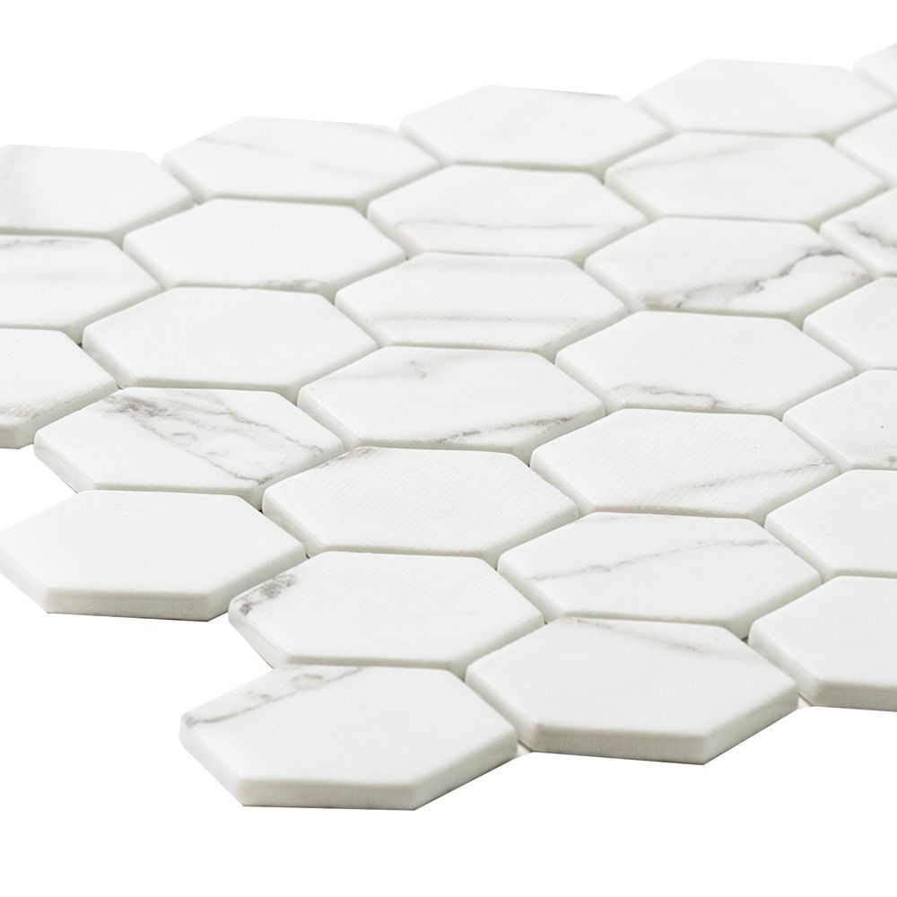 Timeless Hex XL 12"x12" Venato Recycled Glass Matte Mosaic