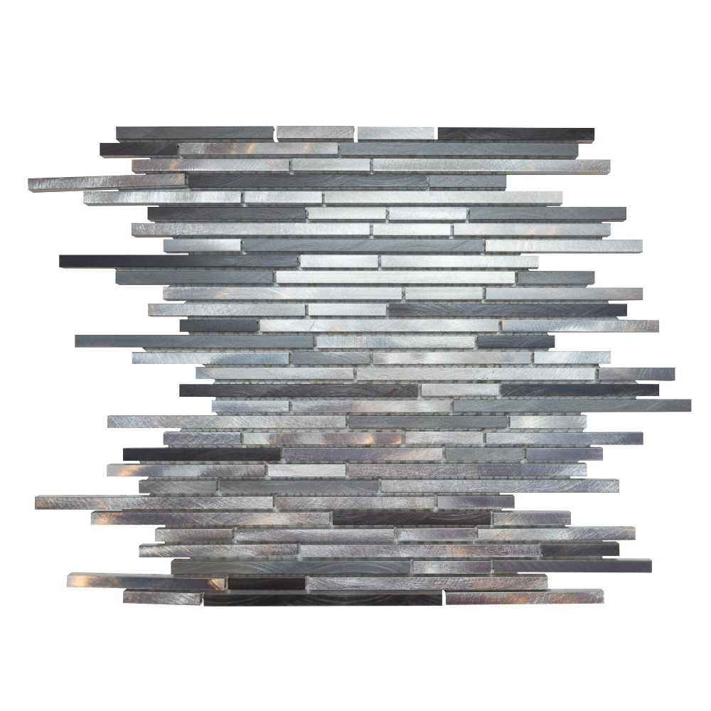 Metallic Sleek Grigio Glass Brushed Mosaic