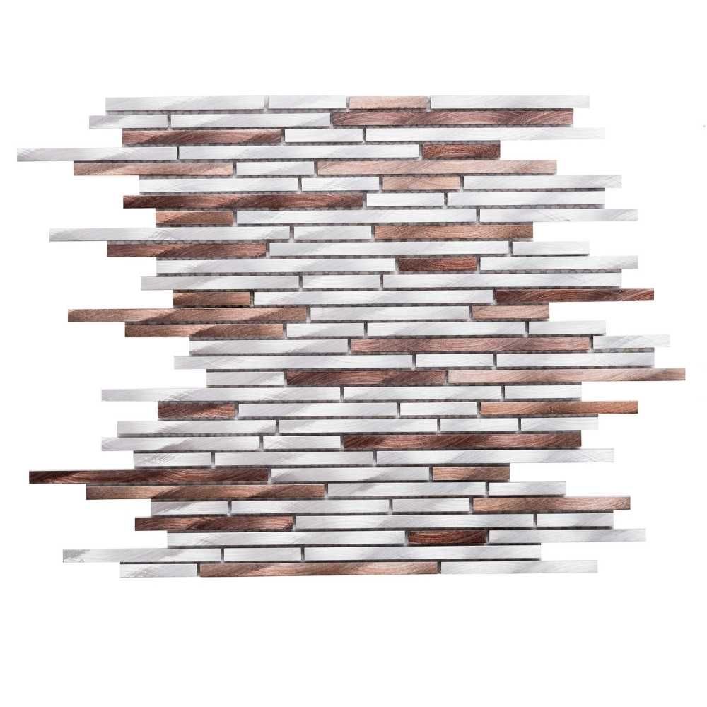 Metallic Sleek Noce Glass Brushed Mosaic