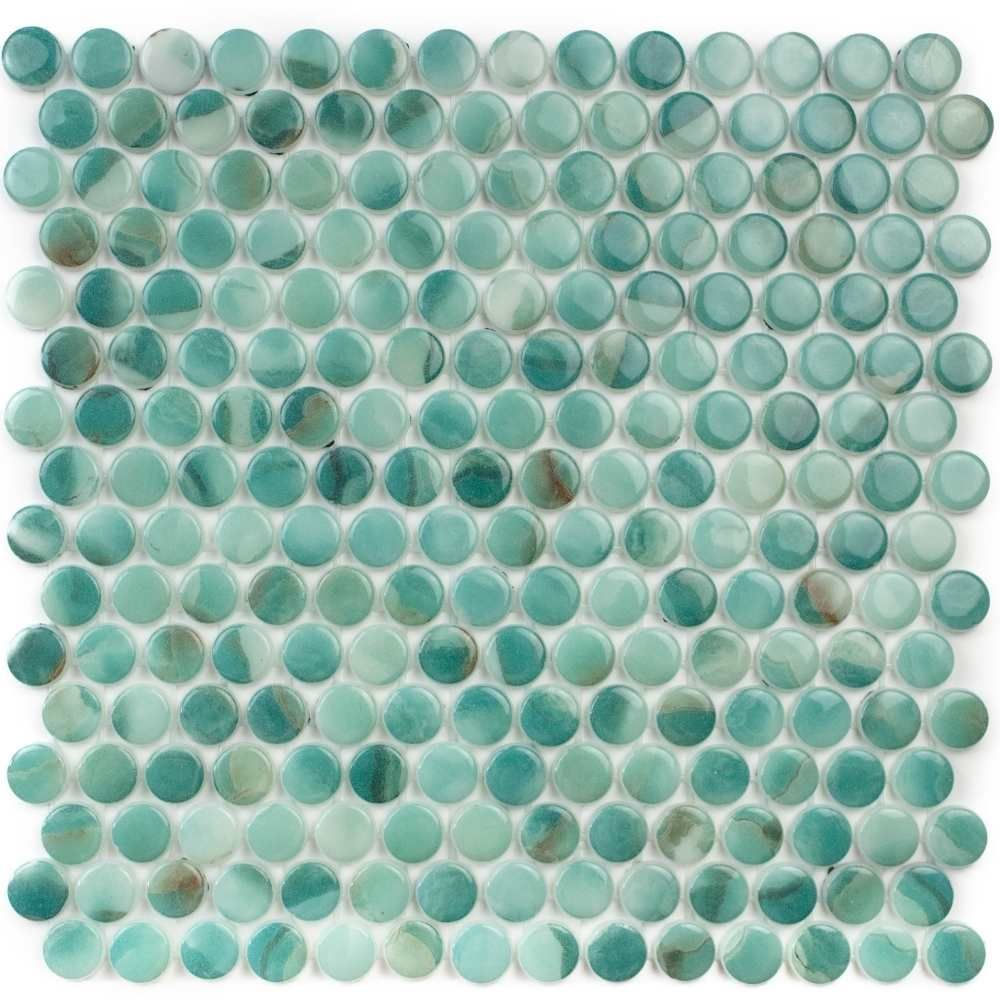 Timeless Penny 12"x12" Kena Recycled Glass Shiny Mosaic