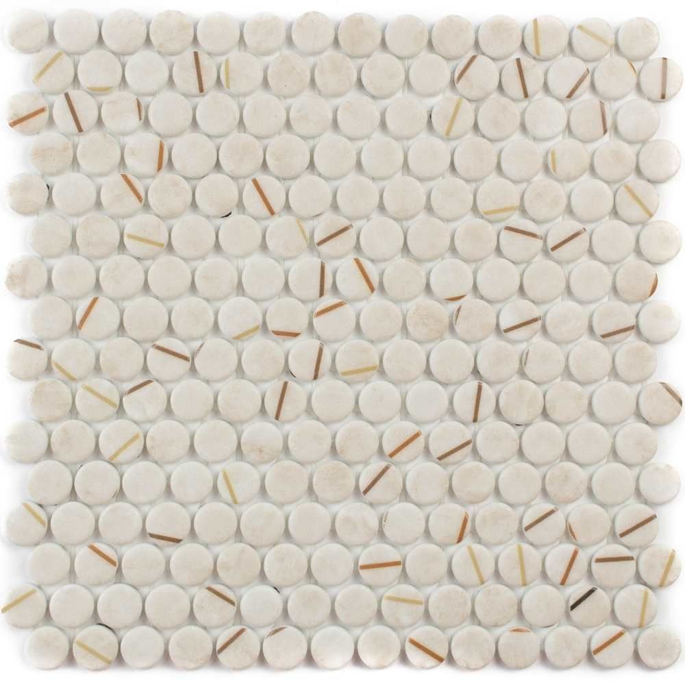 Timeless Penny 12"x12" Lineas Beige Recycled Glass Matte Mosaic