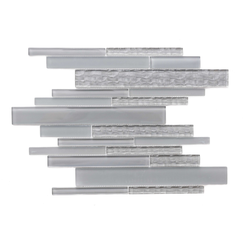 Pixel Brick Light Grey Glass Textured Mosaic