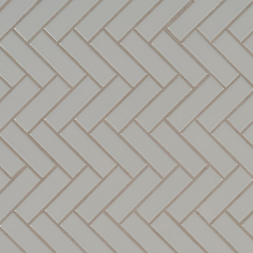 Gray Glossy Herringbone 6mm MOSAIC