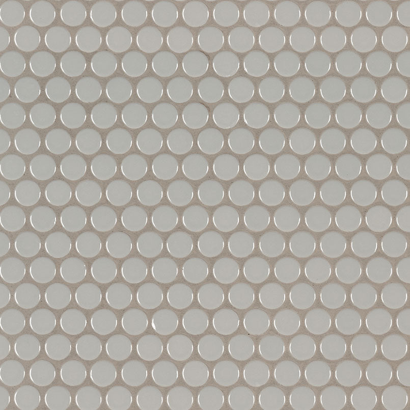 Gray Glossy Penny Round Mosaic