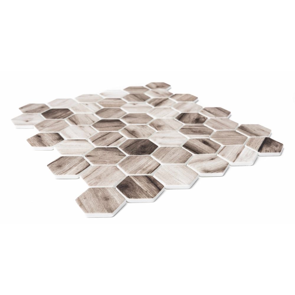 Recycled Hexagon 12"x12" Beige Recycled Glass Matte Mosaic