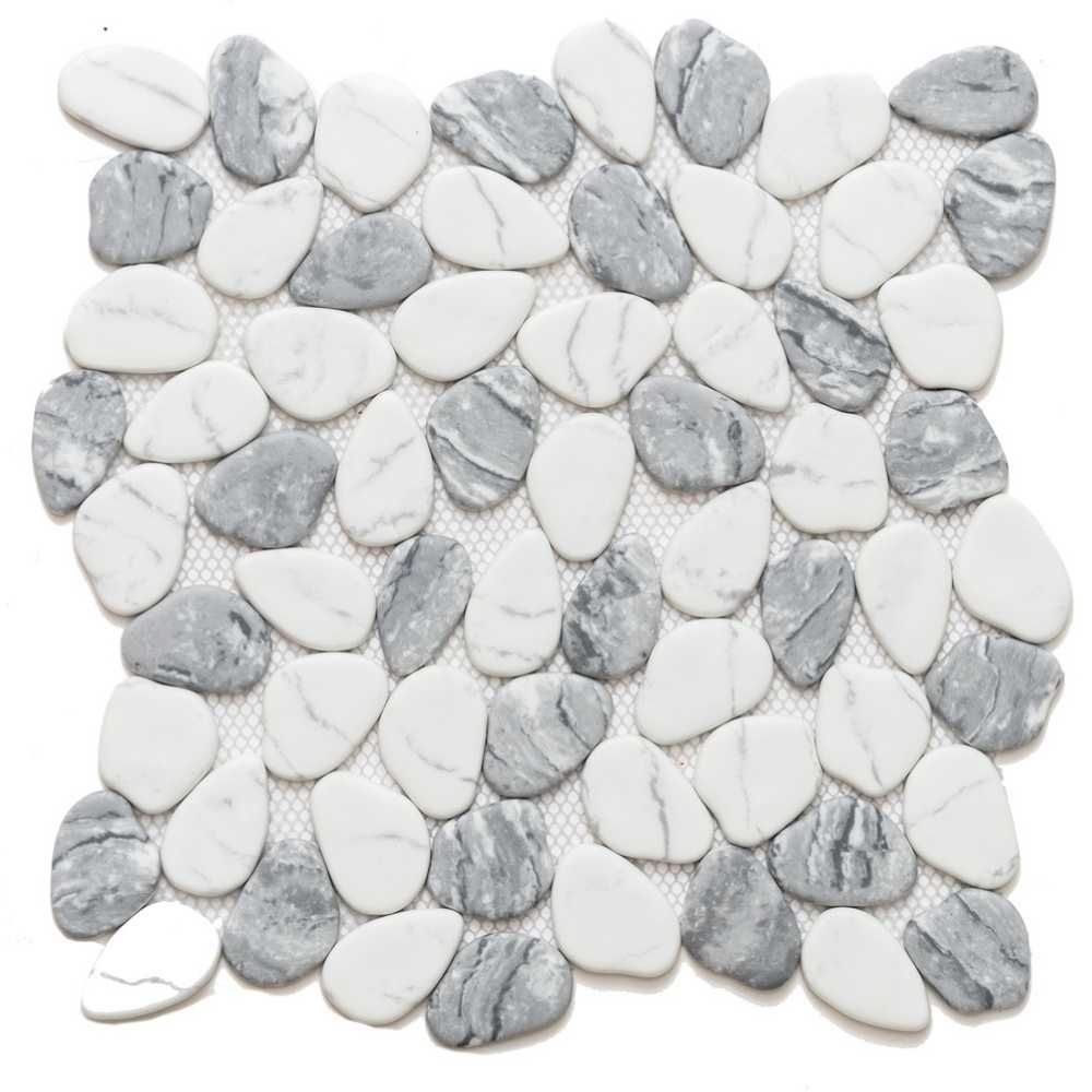 Recycled River Pebble 12"x12" Blend Glass Matte Mosaic