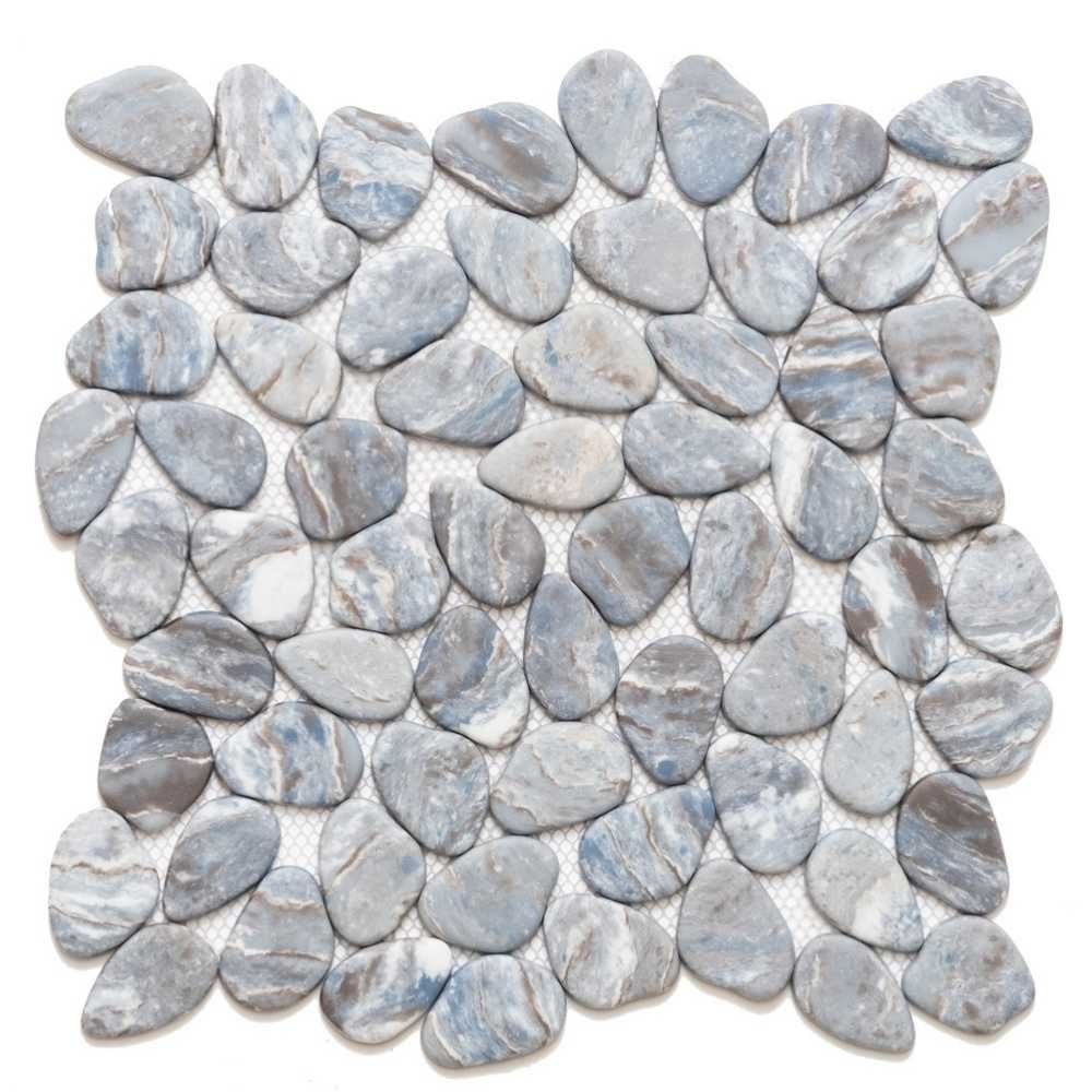 Recycled River Pebble 12"x12" Ocean Glass Matte Mosaic