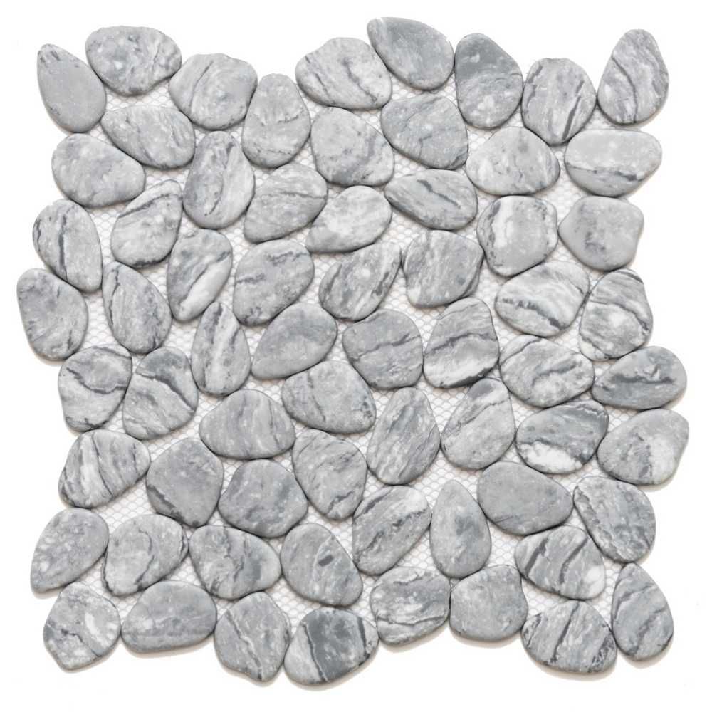 Recycled River Pebble 12"x12" Smoke Glass Matte Mosaic