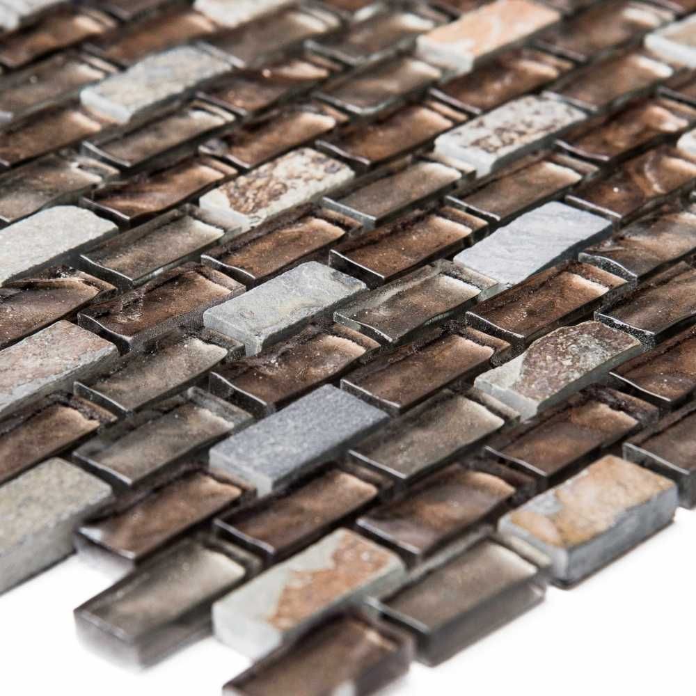 Rustic Mini Brick Noce Glass Mixed Mosaic