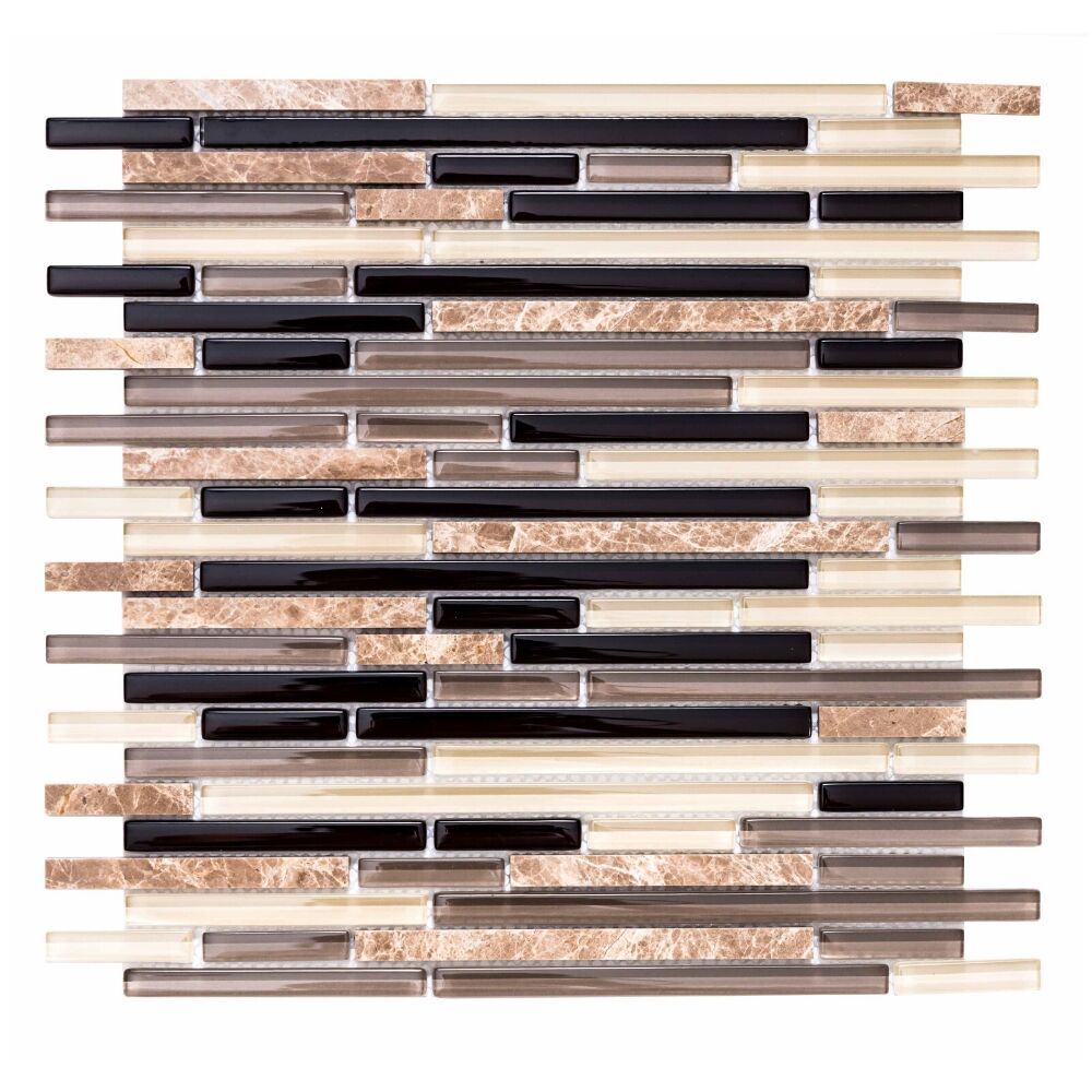 Vetro Marmi Sleek Espresso Glass Mixed Mosaic