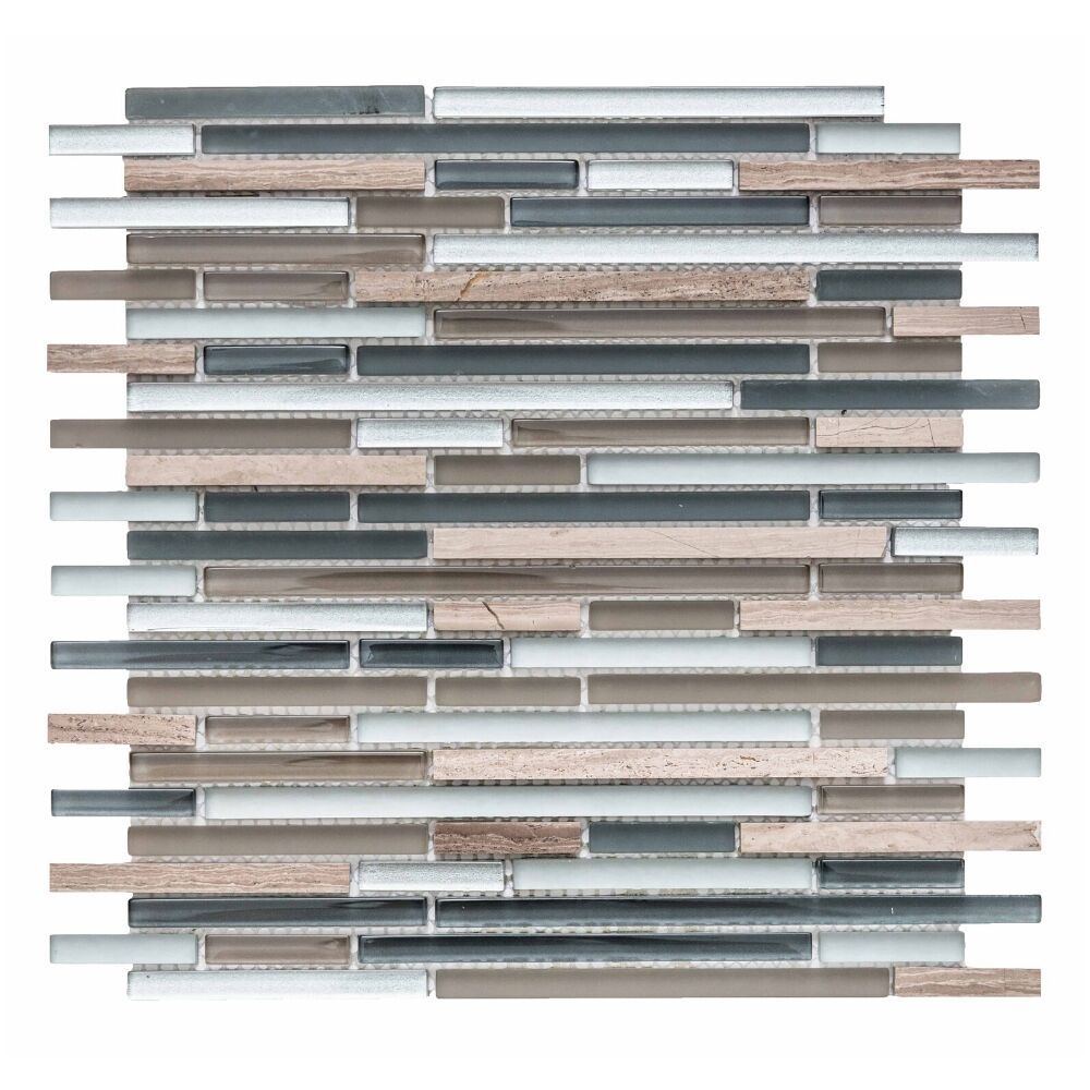 Vetro Marmi Sleek Grey Glass Mixed Mosaic