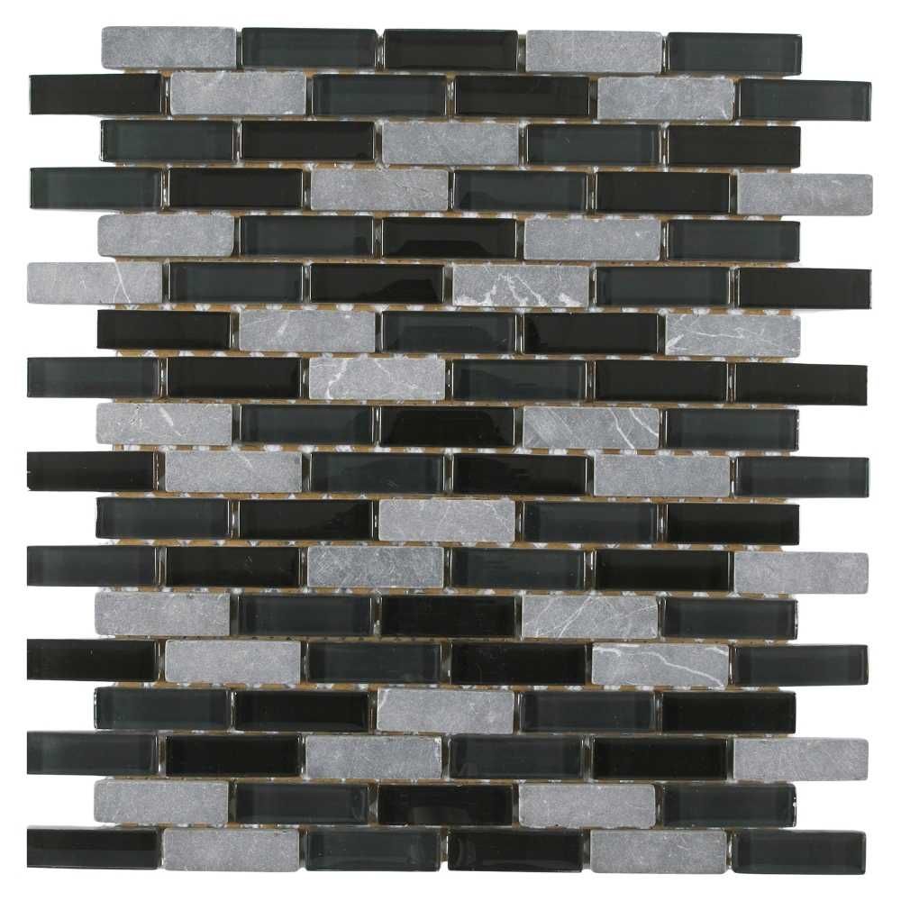 Vetro Marmi 12"x12" Black Glass Mixed Mosaic