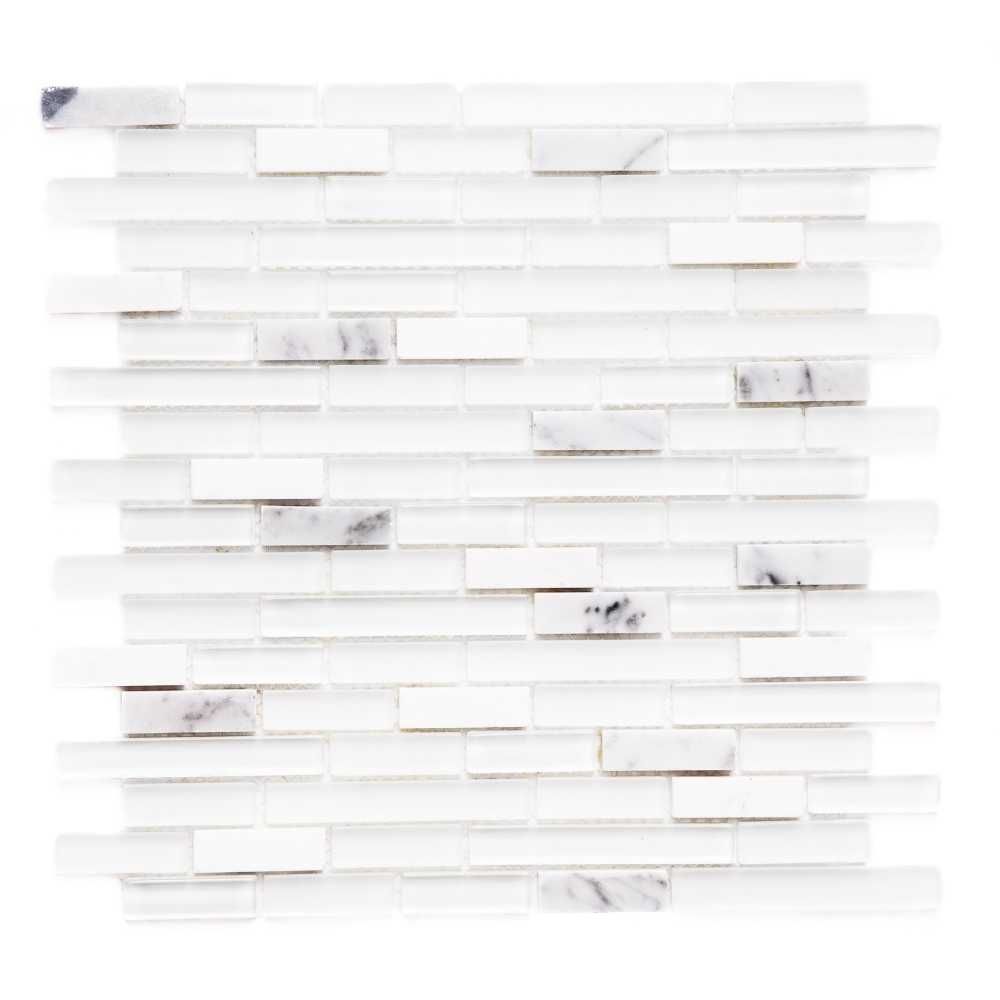 Vetro Marmi 12"x12" Carrara Glass Mixed Mosaic