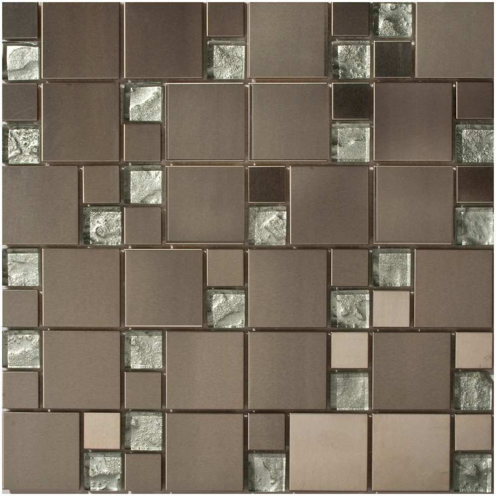 Vetro Marmi 12"x12" Metal & Sand Glass Mixed Mosaic