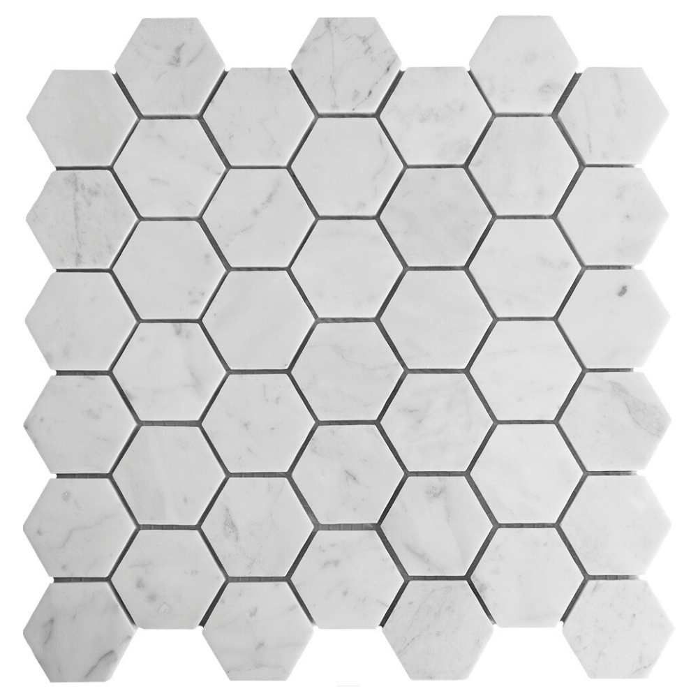 Bianco Carrara Select Hexagon Bianco Marble Polished Mosaic