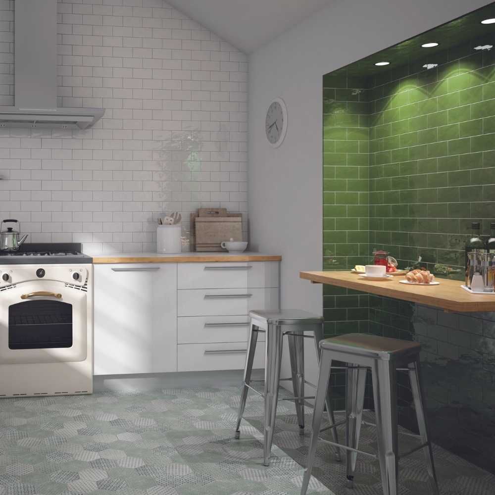 Diana 3"x6" Verde Ceramic Glossy Tile