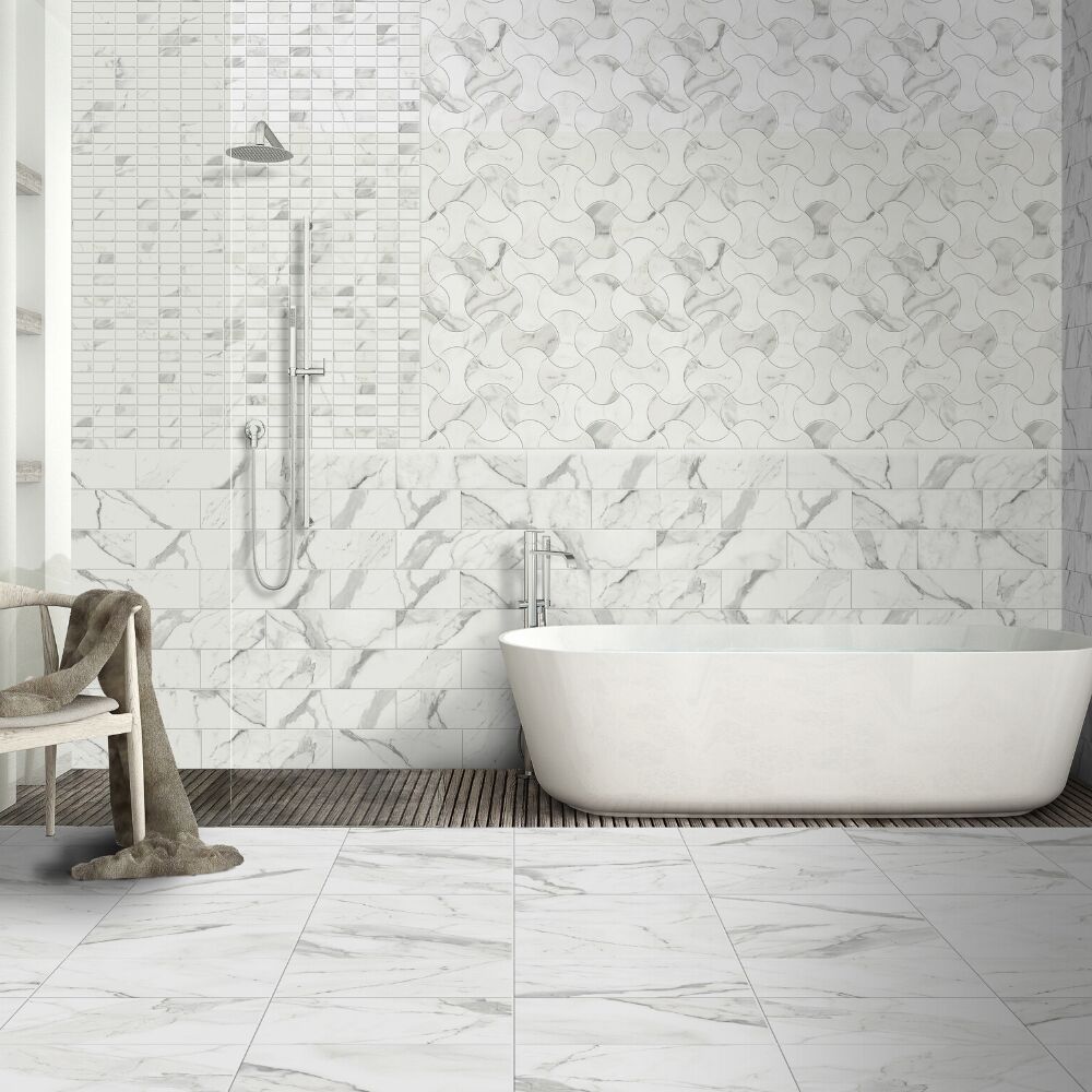 Arya Mixed Greige Porcelain Glossy Mosaic